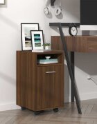vidaXL Нощно шкафче с колелца кафяв дъб 33x38x60 см инженерно дърво