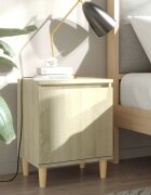 vidaXL Нощно шкафче с крака дървен масив дъб сонома 40x30x50 см