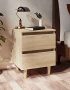 vidaXL Нощно шкафче с крака от боров масив дъб сонома 40x35x50 см