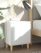 vidaXL Нощно шкафче с крака от дървен масив бяло 40x30x50 см
