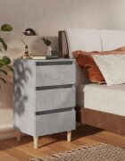 vidaXL Нощнo шкафче с крака от дърво масив бетонно сиво 40x35x69 см