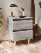 vidaXL Нощно шкафче с крака от дърво масив сив сонома 40x35x50 см
