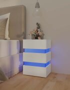 vidaXL Нощно шкафче с LED бяло 45x35x67 см инженерно дърво