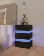 vidaXL Нощно шкафче с LED черен гланц 45x35x67 см инженерно дърво