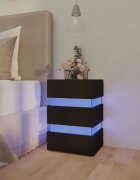 vidaXL Нощно шкафче с LED черно 45x35x67 см инженерно дърво