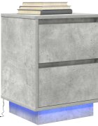 vidaXL нощно шкафче с LED осветление Бетон сив 38x34x50 cm