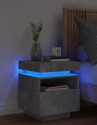 vidaXL Нощно шкафче с LED осветление бетонно сив 40x39x485 см