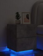 vidaXL Нощно шкафче с LED осветление бетонно сив инженерно дърво