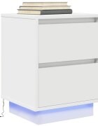 vidaXL Нощно шкафче с LED осветление бяло 38x34x50 cm