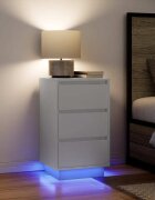 vidaXL Нощно шкафче с LED осветление бяло 38x34x65 cm