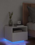vidaXL Нощно шкафче с LED осветление бяло 40x39x37 см