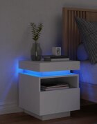 vidaXL Нощно шкафче с LED осветление бяло 40x39x485 см