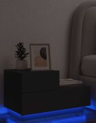 vidaXL Нощно шкафче с LED осветление черни 70x36x405 см