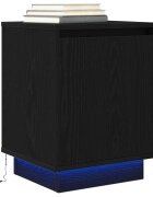 vidaXL Нощно шкафче с LED осветление черно 38x34x50 cm
