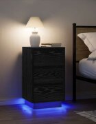 vidaXL Нощно шкафче с LED осветление черно 38x34x65 cm