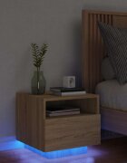 vidaXL Нощно шкафче с LED осветление дъб сонома 40x39x37 см