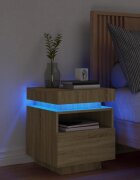vidaXL Нощно шкафче с LED осветление дъб сонома 40x39x485 см
