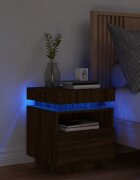 vidaXL Нощно шкафче с LED осветление кафяв дъб 40x39x485 см