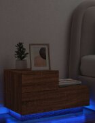 vidaXL Нощно шкафче с LED осветление кафяв дъб 70x36x405 см