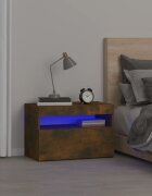 vidaXL Нощно шкафче с LED осветление опушен дъб 60x35x40 см