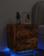 vidaXL Нощно шкафче с LED осветление опушен дъб инженерно дърво