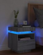 vidaXL Нощно шкафче с LED осветление сив сонома 40x39x485 см