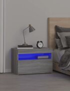 vidaXL Нощно шкафче с LED осветление сив сонома 60x35x40 см