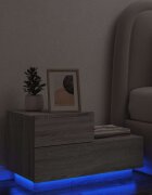 vidaXL Нощно шкафче с LED осветление сив сонома 70x36x405 см