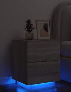 vidaXL Нощно шкафче с LED осветление сив сонома инженерно дърво