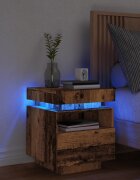 vidaXL Нощно шкафче с LED осветление Старо дърво 40x39x485 cm