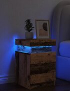 vidaXL Нощно шкафче с LED старо дърво 35x39x55 см инженерно дърво