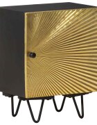 vidaXL Нощно шкафче с месингова предна част 40x30x50 см манго масив