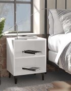 vidaXL Нощно шкафче с метални крака бяло 40x30x50 см