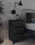 vidaXL Нощно шкафче с метални крака черно 40x35x69 см