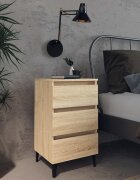 vidaXL Нощно шкафче с метални крака дъб сонома 40x35x69 см