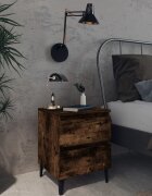 vidaXL Нощно шкафче с метални крака опушен дъб 40x35x50 см