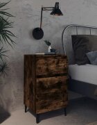 vidaXL Нощно шкафче с метални крака опушен дъб 40x35x69 см