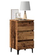 vidaXL Нощно шкафче с метални крака старо дърво 40x35x69 см