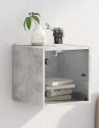 vidaXL Нощно шкафче със стъклена врата бетонно сиво 35x37x35 cm