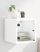 vidaXL Нощно шкафче със стъклена врата бяло 35x37x35 см
