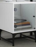 vidaXL Нощно шкафче със стъклена врата бяло 35x37x50 см
