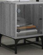 vidaXL Нощно шкафче със стъклена врата сив сонома 35x37x50 см