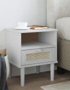 vidaXL Нощно шкафче SENJA ратанова визия бял 40x35x48 см бор масив