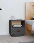 vidaXL Нощно шкафче сиво 40x34x45 см борово дърво масив
