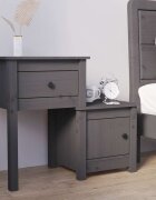 vidaXL Нощно шкафче сиво 795x38x655 см борово дърво масив