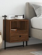 vidaXL Нощно шкафче стенно кафяв дъб 40x30x61 см инженерно дърво