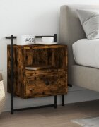 vidaXL Нощно шкафче стенно опушен дъб 40x30x61 см инженерно дърво