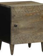 vidaXL Нощно шкафче Светло сиво 40x33x46 cm Масивна дървесина Манго