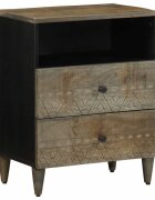 vidaXL Нощно шкафче Светло сиво 50x33x60 cm Масивна дървесина Манго