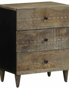 vidaXL Нощно шкафче Светло сиво 50x33x60 cm Масивна дървесина Манго